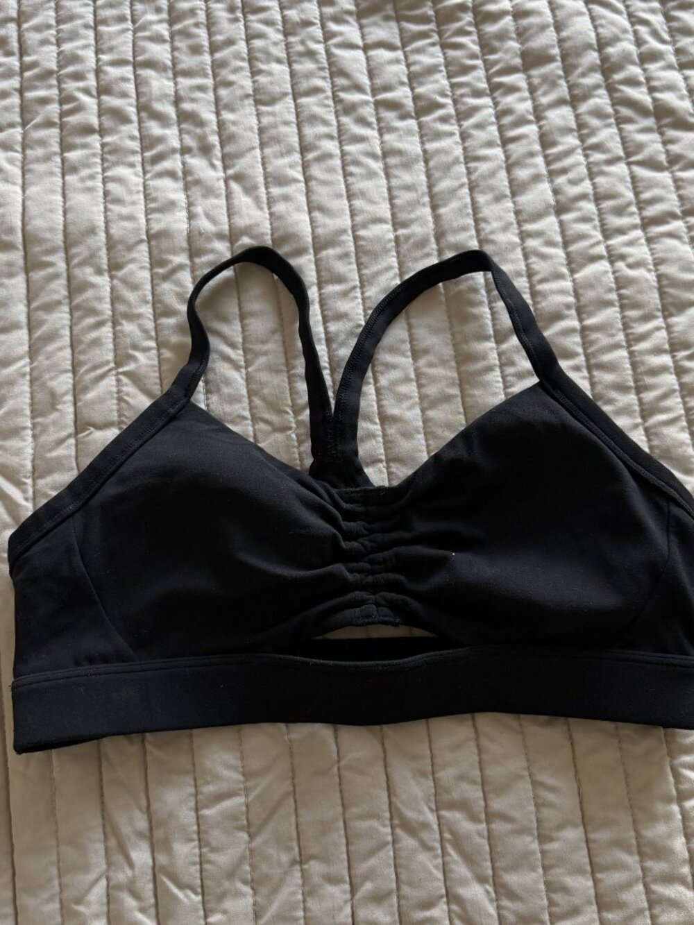 Athleta Ruched Front Strappy Sports Bra Black